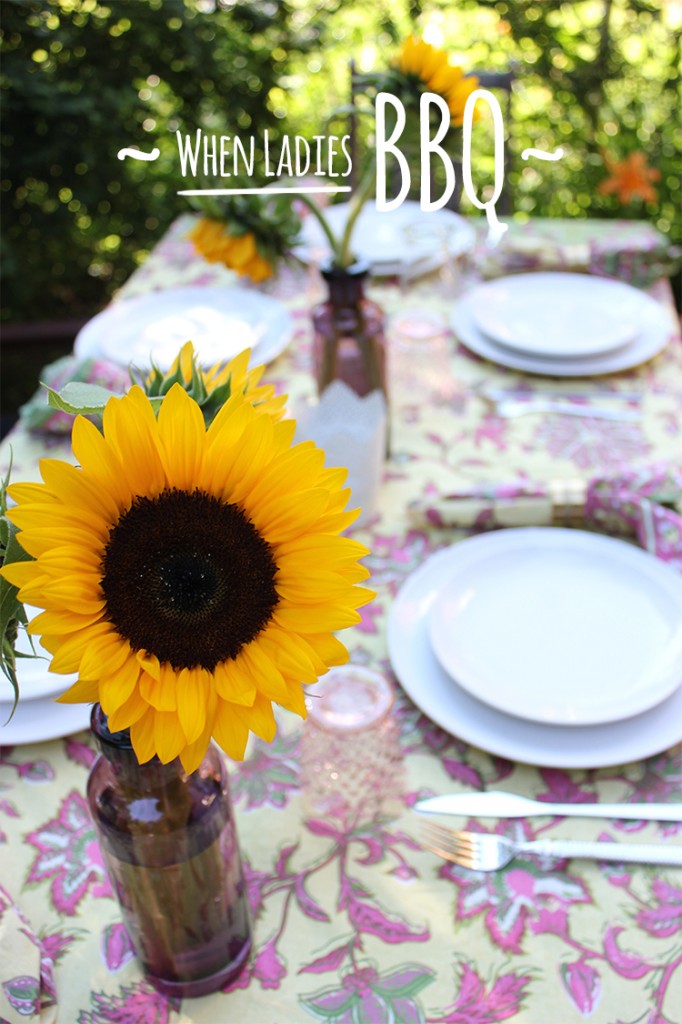 Style Bee summer table setting with sunflowers.