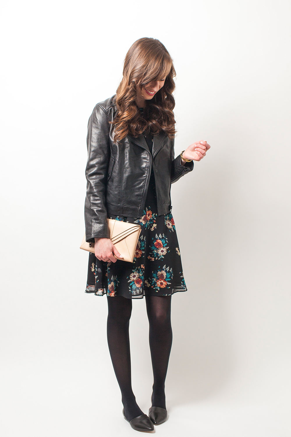 Floral dress 2024 black tights