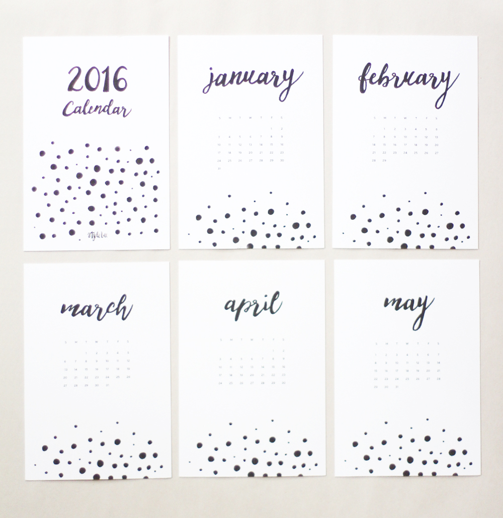 Style Bee - 2016 Printable Calendar