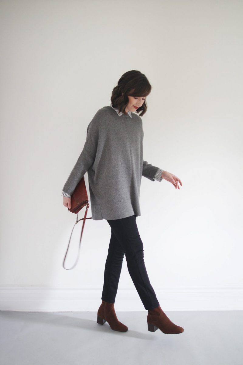 Oversized grey sweater outfit on sale